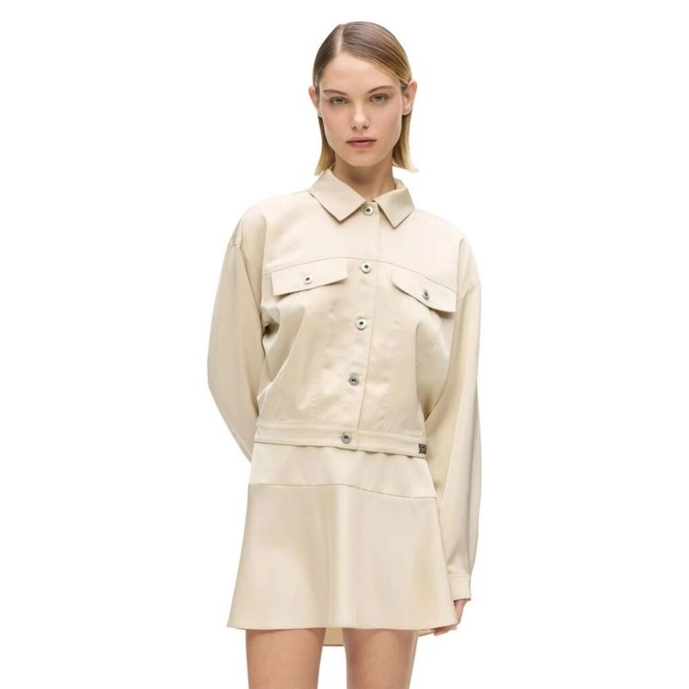 Karl Lagerfeld Beige Polyester Full-Length Women's Jacket